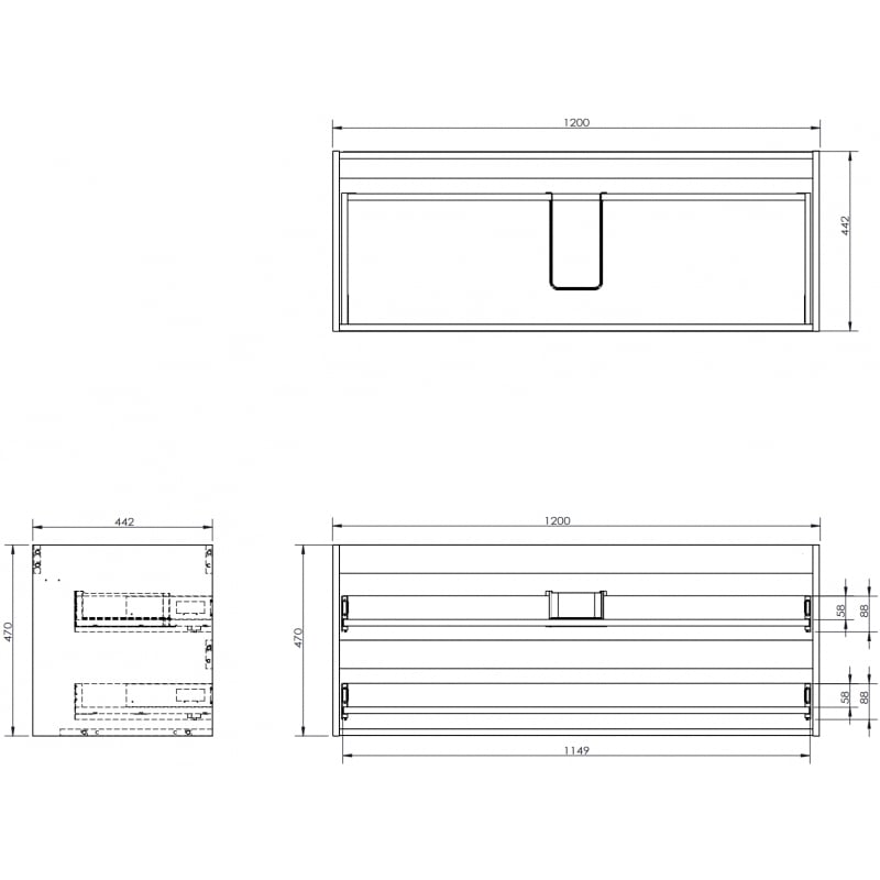 Mexen Box-A corps de meuble sous-lavabo 120 cm, 2 tiroirs, blanc brillant - 91AX0-1200-470-2-00