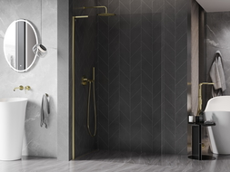 Mexen Kioto-X L paroi de douche Walk-in 70 x 200 cm, transparent 10 mm, or - 800-070-107-50-00-X