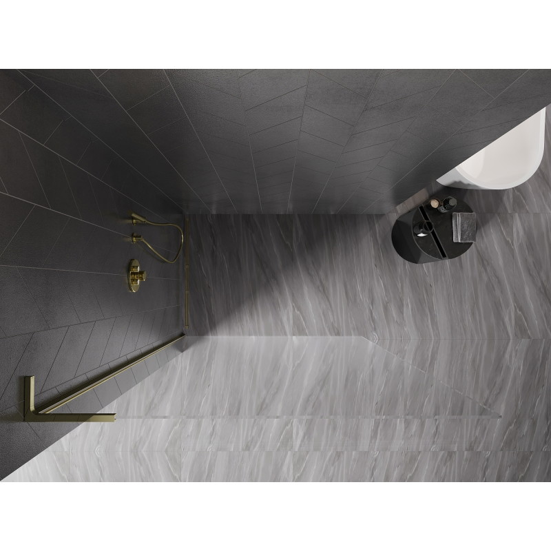 Mexen Kioto-X L Paroi de douche Walk-in 80 x 200 cm, transparent 10 mm, or - 800-080-107-50-00-X