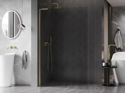 Mexen Kioto-X L paroi de douche Walk-in 90 x 200 cm, transparent 10 mm, or - 800-090-107-50-00-X