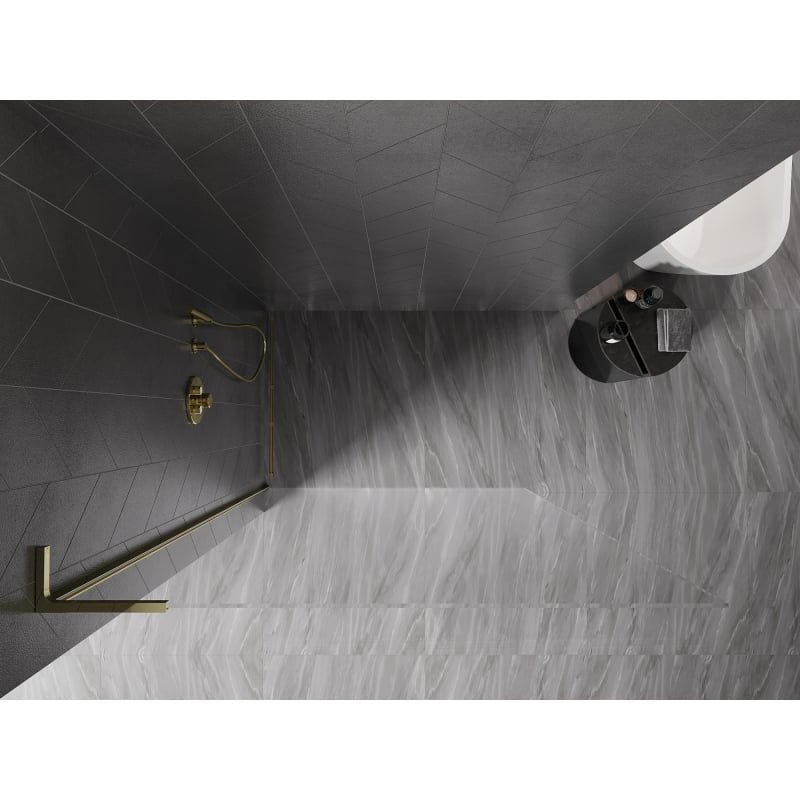 Mexen Kioto-X L paroi de douche Walk-in 100 x 200 cm, transparent 10 mm, or - 800-100-107-50-00-X