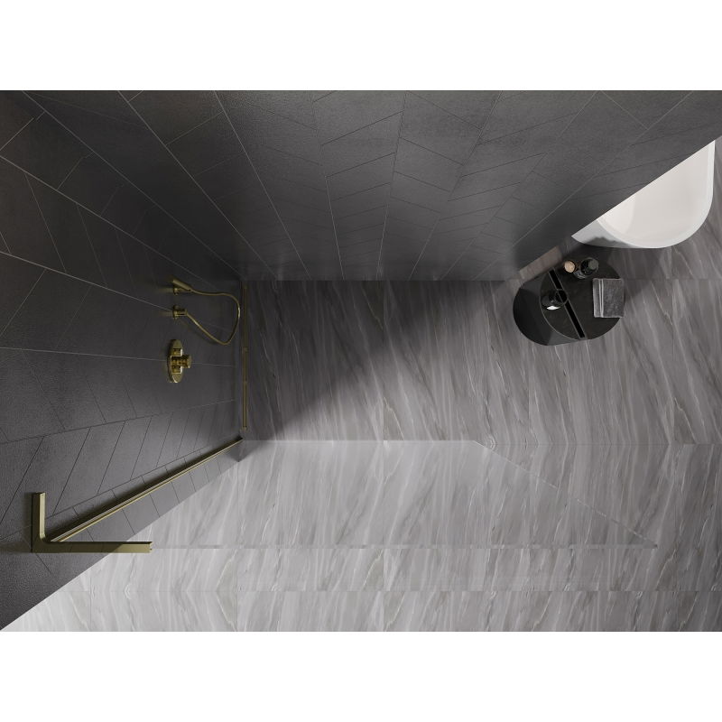 Mexen Kioto-X L cloison de douche Walk-in 120 x 200 cm, transparent 10 mm, or - 800-120-107-50-00-X