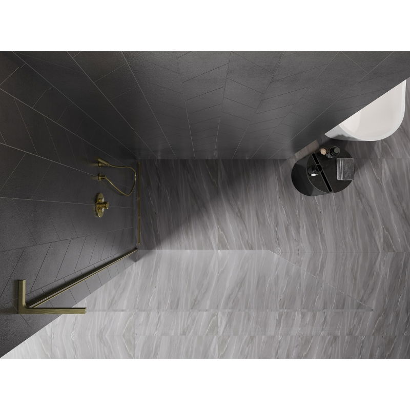 Mexen Kioto-X L paroi de douche Walk-in 100 x 200 cm, transparent 10 mm, or brossé - 800-100-107-55-00-X