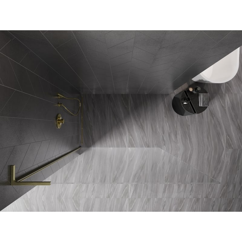 Mexen Kioto-X L Paroi de douche Walk-in 110 x 200 cm, transparent 10 mm, or brossé - 800-110-107-55-00-X
