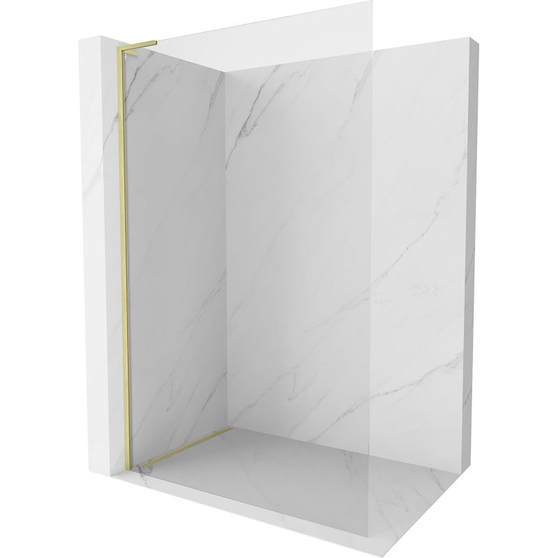 Mexen Kioto-X L panneau de douche Walk-in 120 x 200 cm, transparent 10 mm, or brossé - 800-120-107-55-00-X