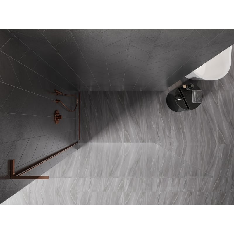 Mexen Kioto-X L paroi de douche Walk-in 70 x 200 cm, transparent 10 mm, or rose - 800-070-107-60-00-X