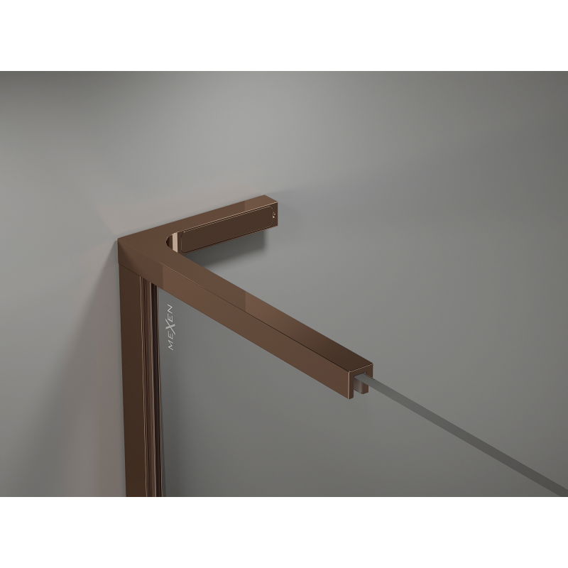 Mexen Kioto-X L paroi de douche Walk-in 90 x 200 cm, transparent 10 mm, or rose - 800-090-107-60-00-X