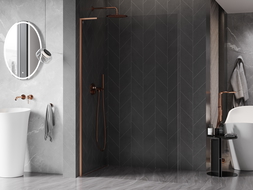 Mexen Kioto-X L paroi de douche Walk-in 70 x 200 cm, transparent 10 mm, cuivre brossé - 800-070-107-65-00-X