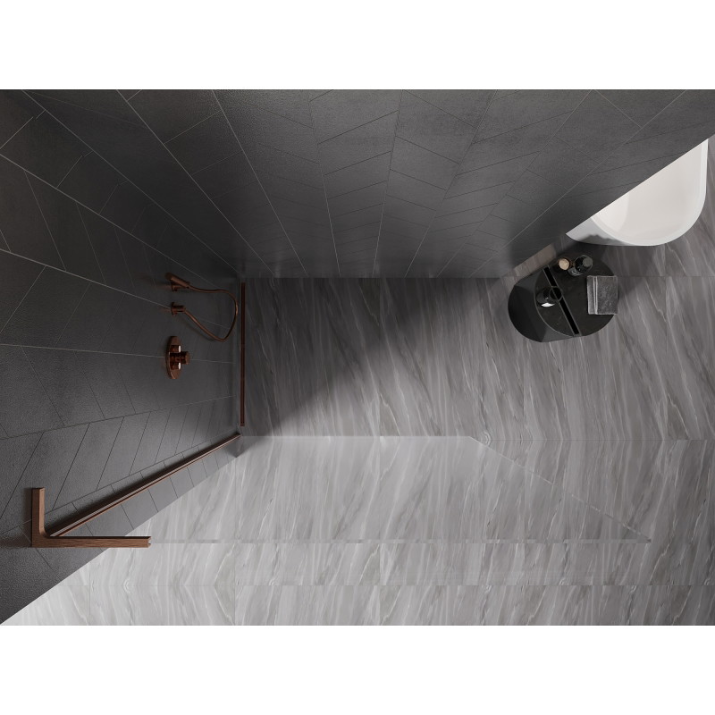 Mexen Kioto-X L paroi de douche Walk-in 90 x 200 cm, transparent 10 mm, cuivre brossé - 800-090-107-65-00-X