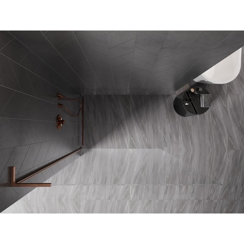 Mexen Kioto-X L paroi de douche Walk-in 120 x 200 cm, transparent 10 mm, cuivre brossé - 800-120-107-65-00-X