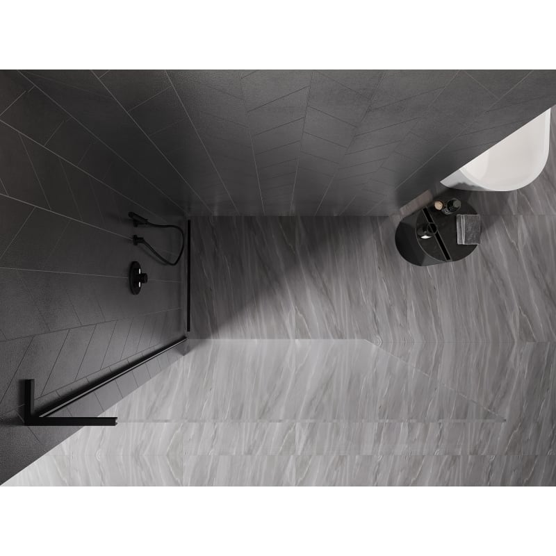Mexen Kioto-X L paroi de douche Walk-in 90 x 200 cm, transparent 10 mm, noir - 800-090-107-70-00-X