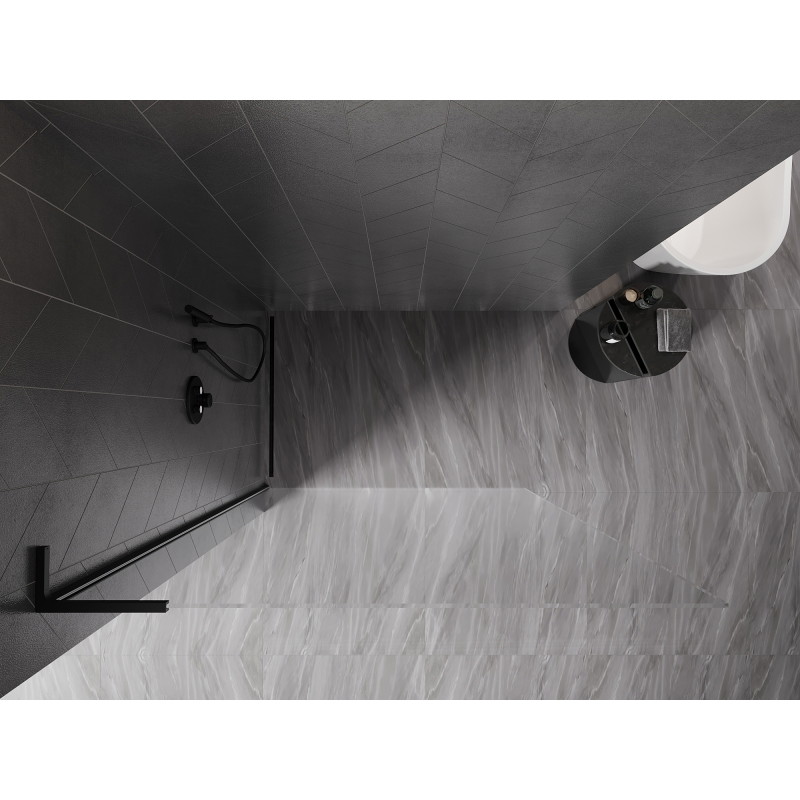 Mexen Kioto-X L paroi de douche Walk-in 100 x 200 cm, transparent 10 mm, noir - 800-100-107-70-00-X