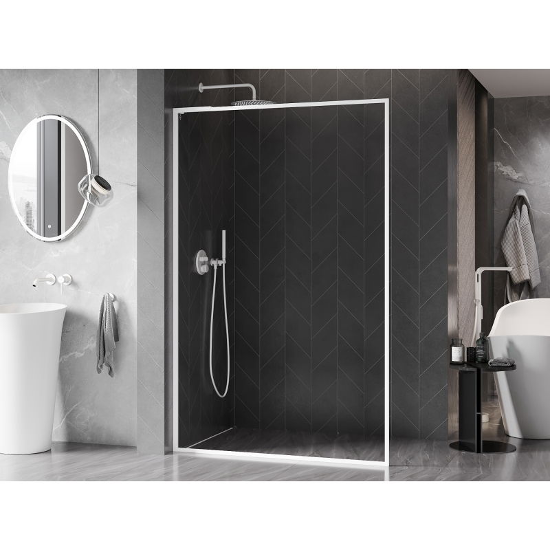 Mexen Kioto-XF L paroi de douche Walk-in avec cadre 50 x 202 cm, transparent 10 mm, blanc - 800-050-174-20-00-XF