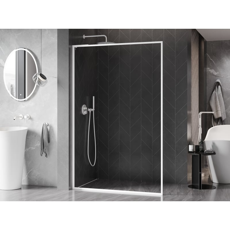 Mexen Kioto-XF L paroi de douche Walk-in avec cadre 70 x 202 cm, transparent 10 mm, blanc - 800-070-174-20-00-XF