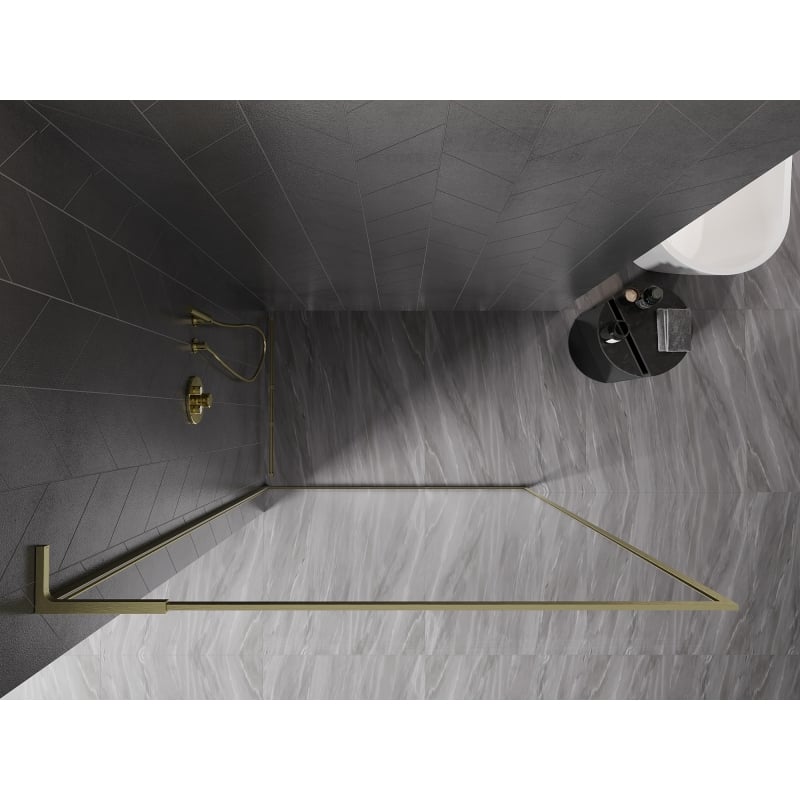 Mexen Kioto-XF L paroi de douche Walk-in avec cadre 50 x 202 cm, transparent 10 mm, or brossé - 800-050-174-55-00-XF