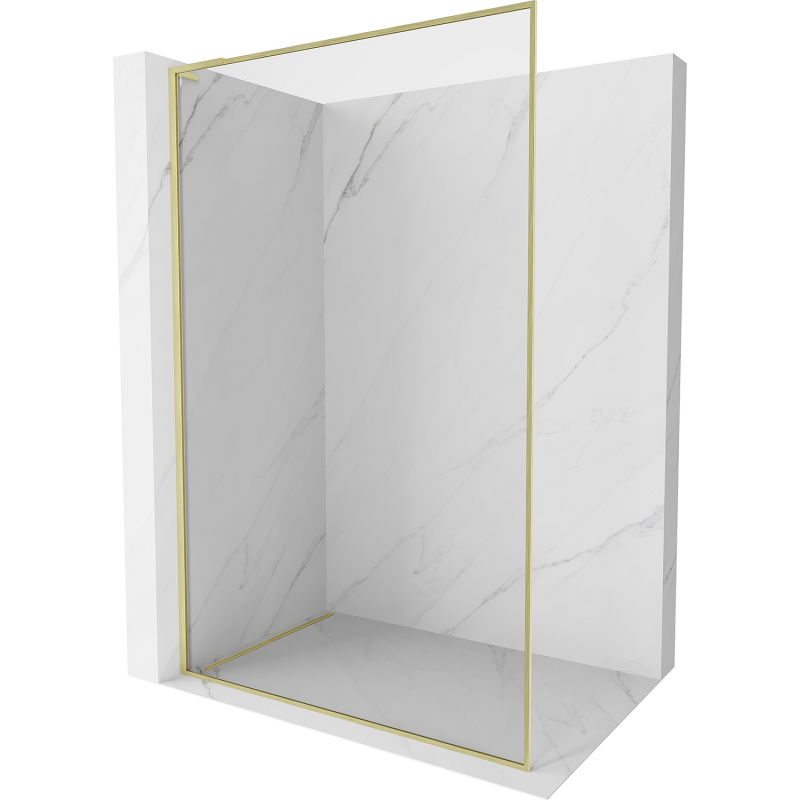 Mexen Kioto-XF L paroi de douche Walk-in avec cadre 80 x 202 cm, transparent 10 mm, or brossé - 800-080-174-55-00-XF