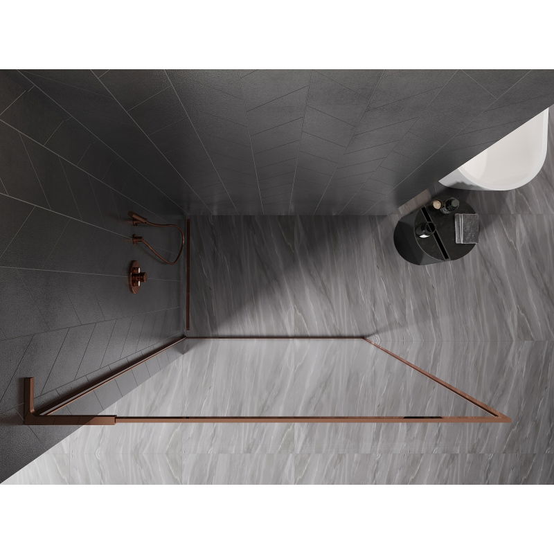 Mexen Kioto-XF L paroi de douche Walk-in avec encadrement 50 x 202 cm, transparent 10 mm, or rose - 800-050-174-60-00-XF