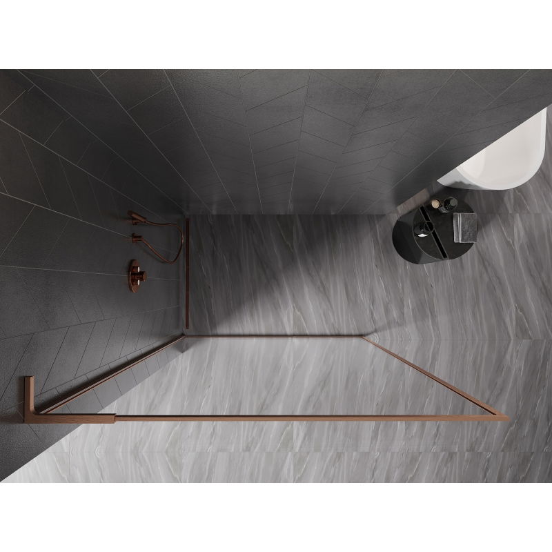 Mexen Kioto-XF L paroi de douche Walk-in avec cadre 60 x 202 cm, transparent 10 mm, cuivre brossé - 800-060-174-65-00-XF