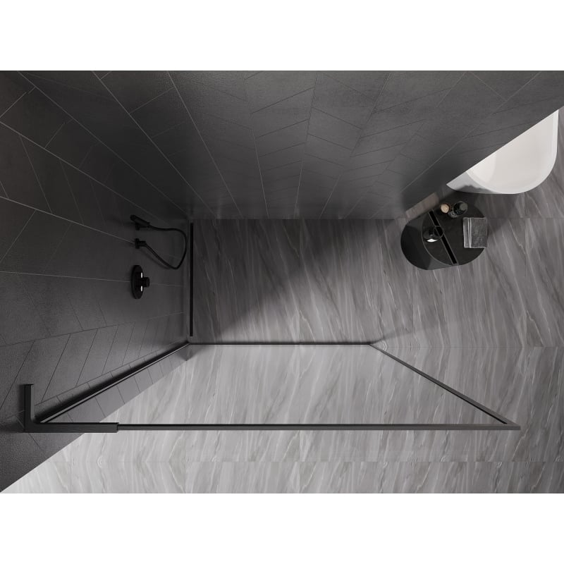 Mexen Kioto-XF L paroi de douche Walk-in avec cadre 90x202 cm, transparent 10 mm, gris canon brossé - 800-090-174-66-00-XF