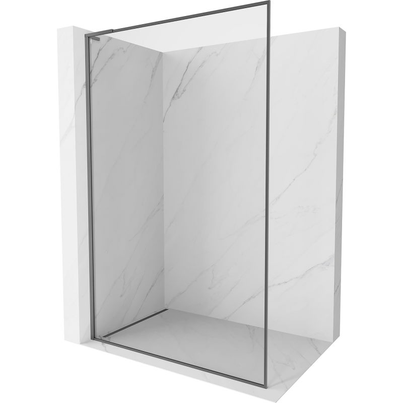 Mexen Kioto-XF L paroi de douche Walk-in avec cadre 50 x 202 cm, transparent 10 mm, gun metal - 800-050-174-95-00-XF
