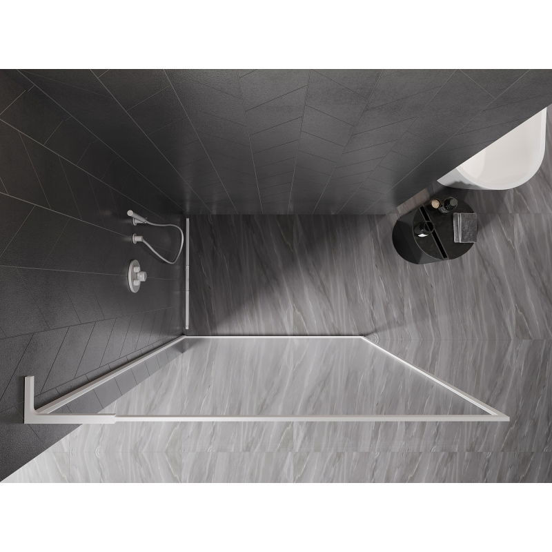 Mexen Kioto-F L paroi de douche Walk-in avec cadre 85 x 202 cm, transparent 8 mm, blanc - 800-085-174-20-00