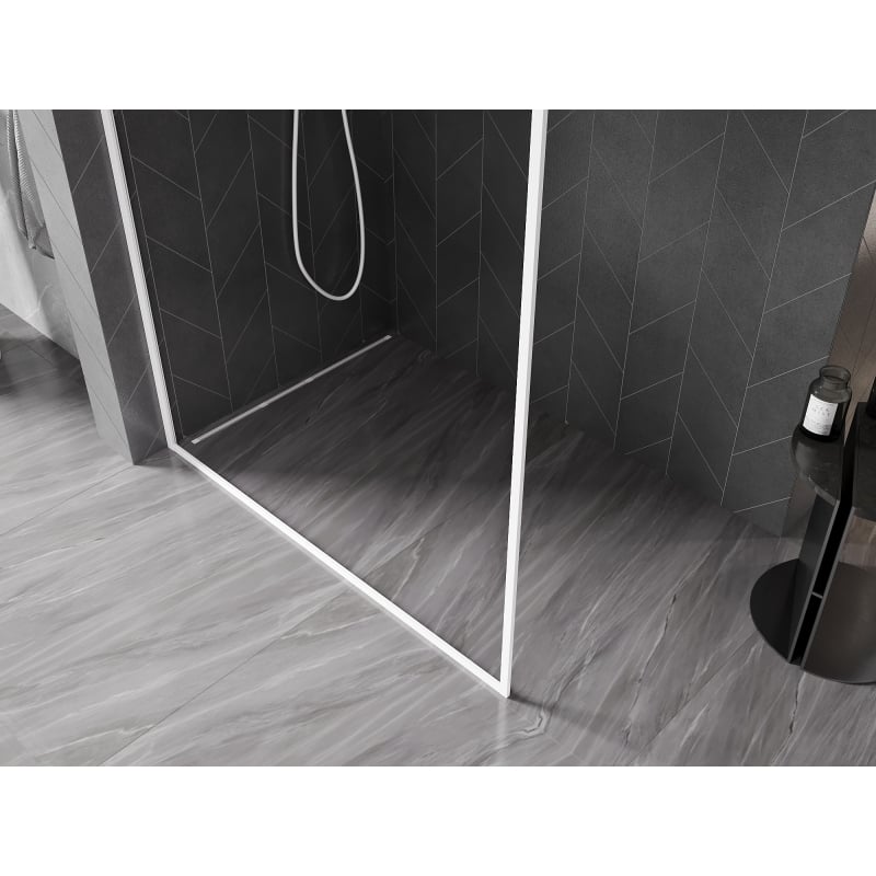 Mexen Kioto-F L paroi de douche Walk-in avec cadre 100 x 202 cm, transparent 8 mm, blanc - 800-100-174-20-00