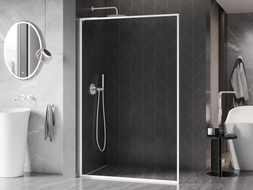Mexen Kioto-F L cloison de douche Walk-in avec cadre 115 x 202 cm, transparent 8 mm, blanc - 800-115-174-20-00