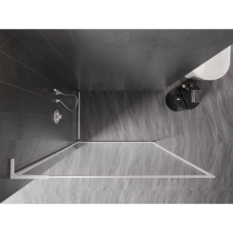 Mexen Kioto-F L cloison de douche Walk-in avec cadre 115 x 202 cm, transparent 8 mm, blanc - 800-115-174-20-00
