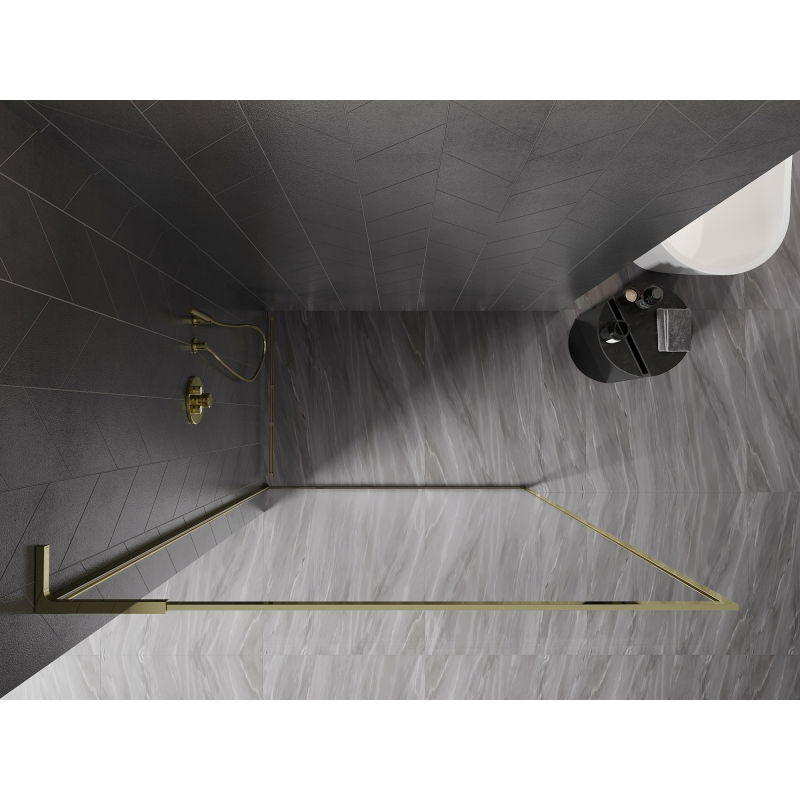 Mexen Kioto-F L Paroi de douche Walk-in avec cadre 55 x 202 cm, transparent 8 mm, doré - 800-055-174-50-00