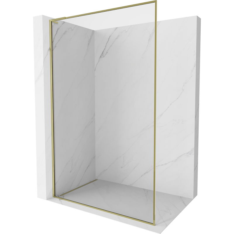 Mexen Kioto-F L paroi de douche Walk-in avec cadre 100 x 202 cm, transparent 8 mm, doré - 800-100-174-50-00