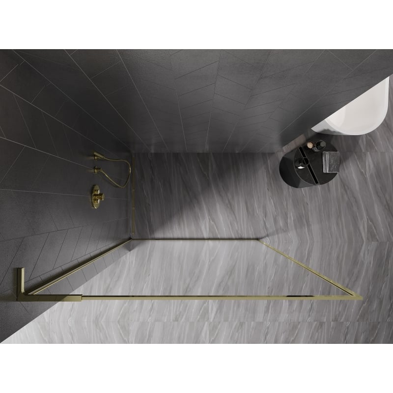 Mexen Kioto-F L paroi de douche Walk-in avec cadre 110 x 202 cm, transparent 8 mm, doré - 800-110-174-50-00