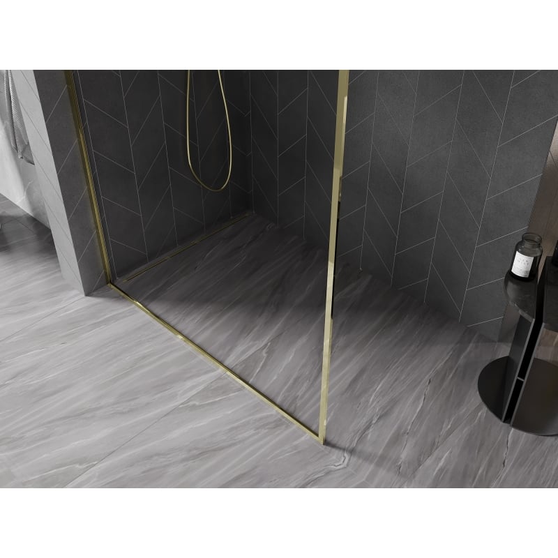 Mexen Kioto-F L paroi de douche Walk-in avec cadre 120 x 202 cm, transparent 8 mm, or - 800-120-174-50-00