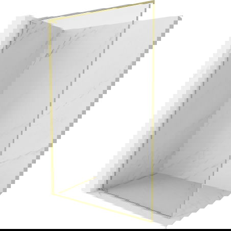 Mexen Kioto-F L paroi de douche Walk-in avec cadre 50 x 202 cm, transparent 8 mm, or brossé - 800-050-174-55-00