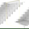 Mur de douche Mexen Kioto-F L Walk-in avec cadre 65 x 202 cm, transparent 8 mm, or brossé - 800-065-174-55-00