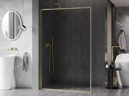 Mexen Kioto-F L paroi de douche Walk-in avec cadre 85 x 202 cm, transparent 8 mm, or brossé - 800-085-174-55-00