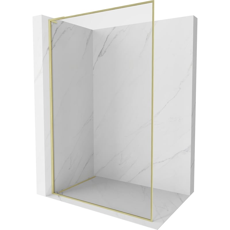 Mexen Kioto-F L cloison de douche Walk-in avec cadre 100 x 202 cm, transparent 8 mm, or brossé - 800-100-174-55-00