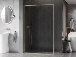 Mexen Kioto-F L cloison de douche Walk-in avec cadre 100 x 202 cm, transparent 8 mm, or brossé - 800-100-174-55-00