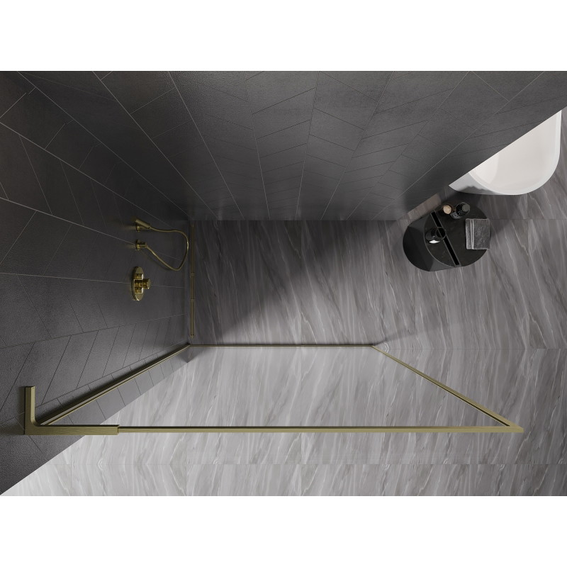 Mexen Kioto-F L paroi de douche Walk-in avec cadre 120 x 202 cm, transparent 8 mm, or brossé - 800-120-174-55-00