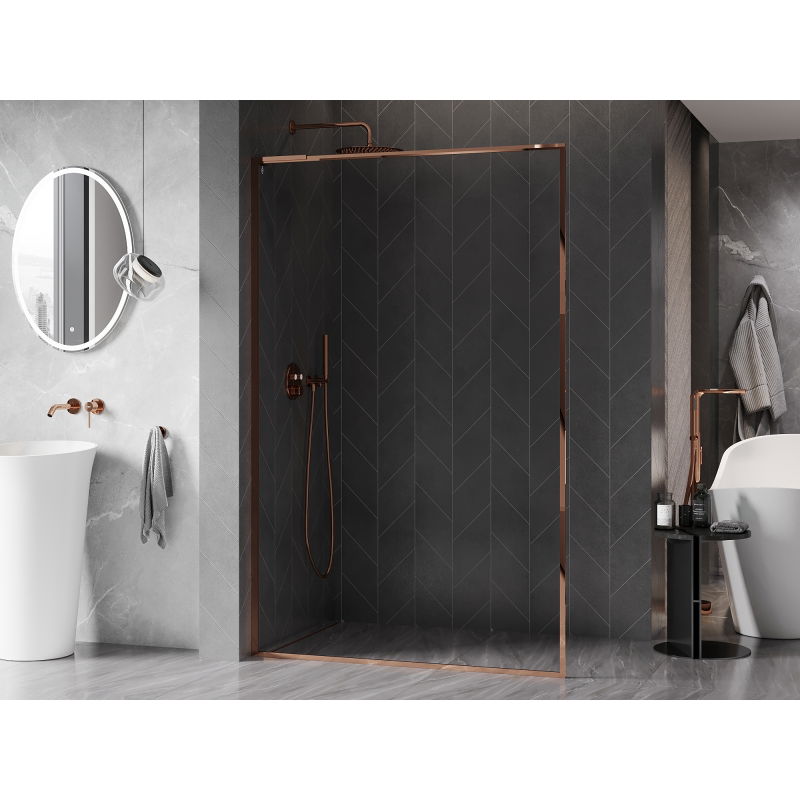 Mexen Kioto-F L paroi de douche Walk-in avec cadre 60 x 202 cm, transparent 8 mm, or rose - 800-060-174-60-00
