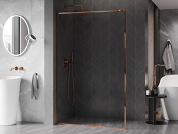 Mexen Kioto-F L Paroi de douche Walk-in avec cadre 70 x 202 cm, transparent 8 mm, or rose - 800-070-174-60-00