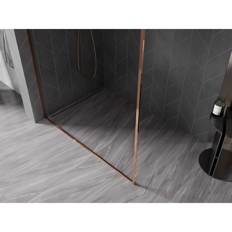 Mexen Kioto-F L paroi de douche Walk-in avec cadre 90 x 202 cm, transparent 8 mm, or rose - 800-090-174-60-00