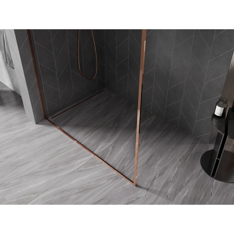 Mexen Kioto-F L paroi de douche Walk-in avec cadre 105 x 202 cm, transparent 8 mm, or rose - 800-105-174-60-00
