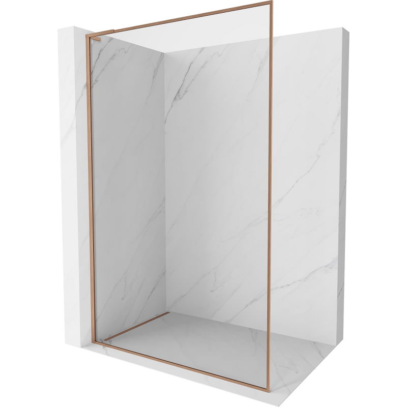 Mexen Kioto-F L paroi de douche Walk-in avec cadre 60 x 202 cm, transparent 8 mm, cuivre brossé - 800-060-174-65-00
