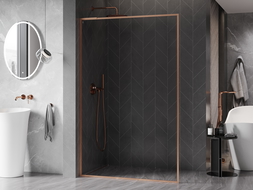 Mexen Kioto-F L paroi de douche Walk-in avec cadre 85 x 202 cm, transparent 8 mm, cuivre brossé - 800-085-174-65-00