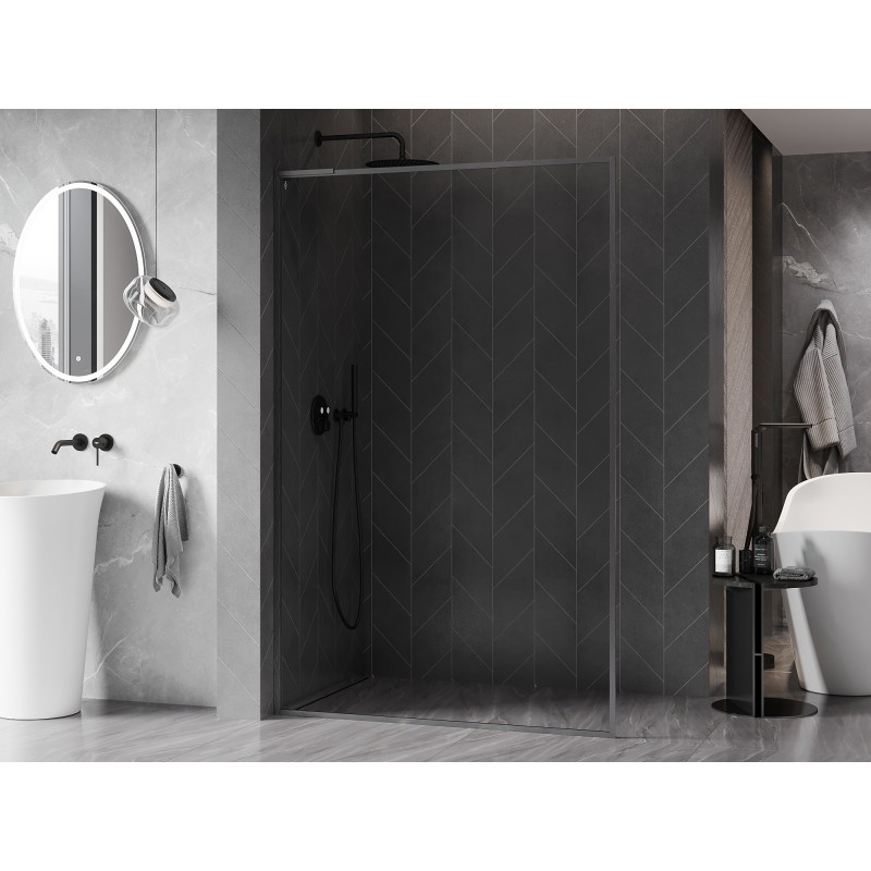 Mexen Kioto-F L paroi de douche Walk-in avec cadre 75 x 202 cm, transparent 8 mm, gris canon brossé - 800-075-174-66-00