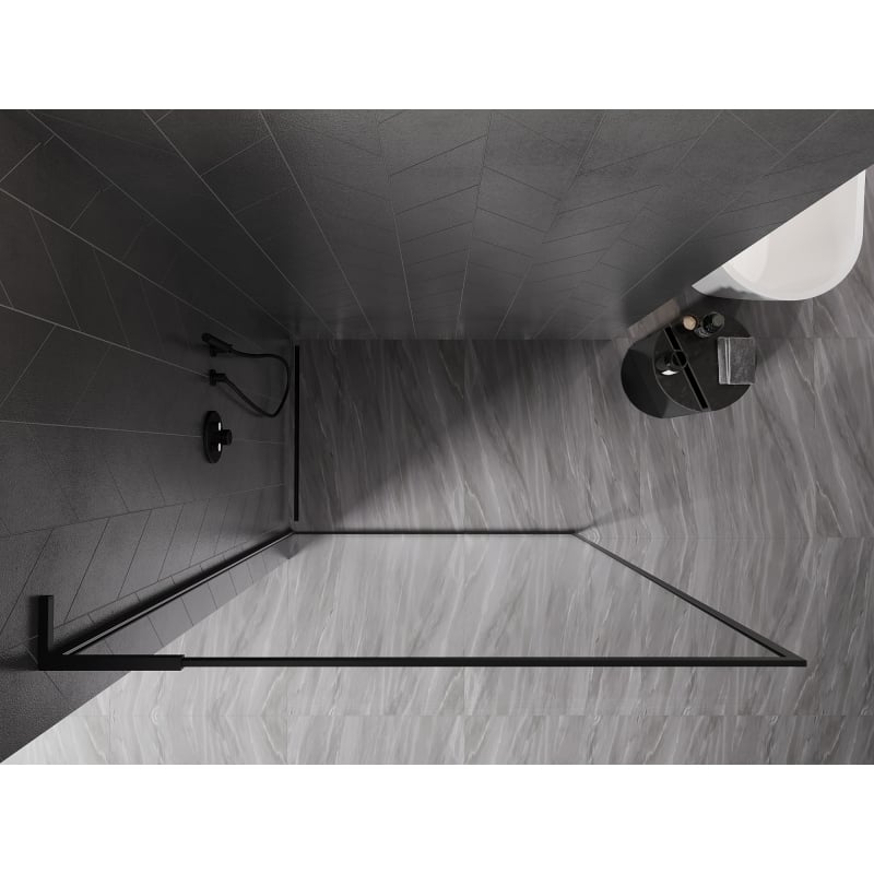 Mexen Kioto-F L paroi de douche Walk-in avec cadre 55 x 202 cm, transparent 8 mm, noir - 800-055-174-70-00