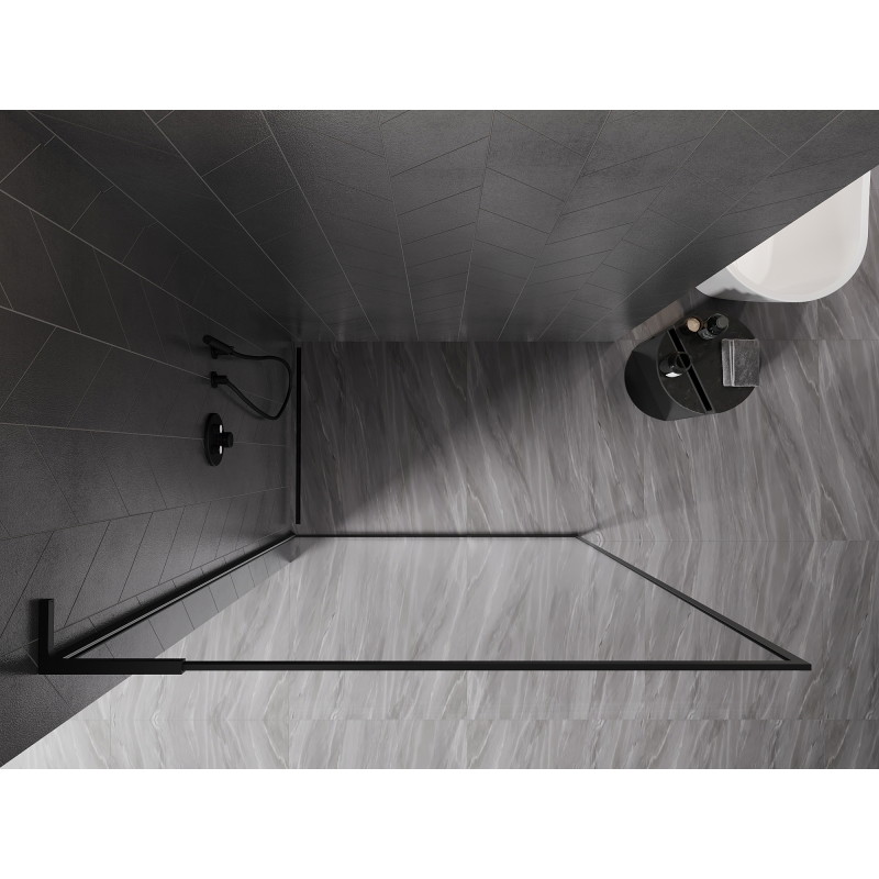 Mexen Kioto-F L paroi de douche Walk-in avec cadre 80 x 202 cm, transparent 8 mm, noir - 800-080-174-70-00