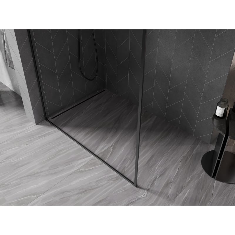 Mexen Kioto-F L paroi de douche Walk-in avec cadre 85 x 202 cm, transparent 8 mm, noir - 800-085-174-70-00