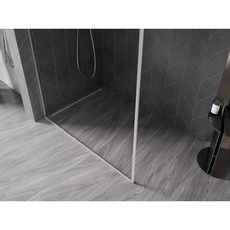 Mexen Kioto-F L paroi de douche Walk-in avec cadre 65 x 202 cm, transparent 8 mm, nickel brossé - 800-065-174-97-00