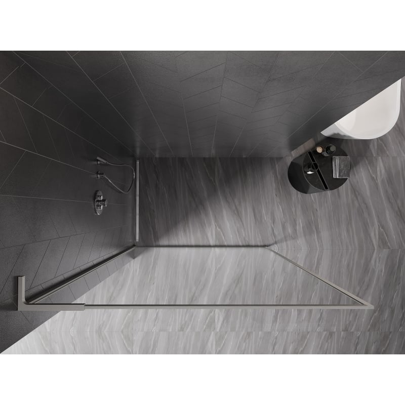Mexen Kioto-F L paroi de douche Walk-in avec cadre 75 x 202 cm, transparent 8 mm, nickel brossé - 800-075-174-97-00